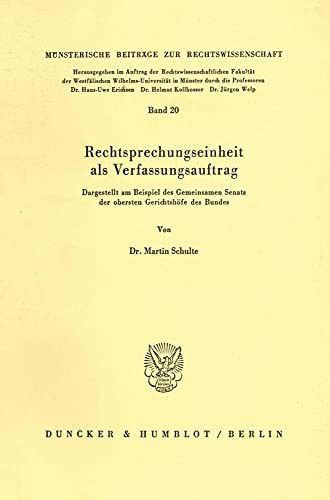 Cover for Schulte · Rechtsprechungseinheit als Verf (Book) (1986)