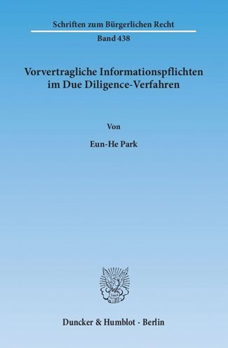 Vorvertragliche Informationspflich - Park - Boeken -  - 9783428143696 - 2 oktober 2014