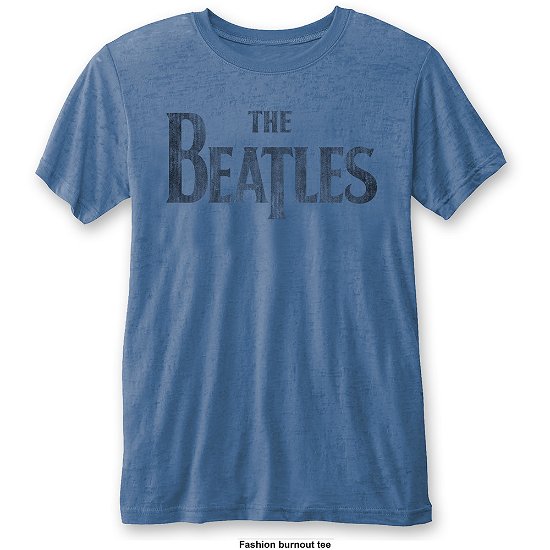Cover for The Beatles · The Beatles Unisex Fashion Tee: Drop T Logo (Burn Out) (Klær) [size S] [Blue - Unisex edition]