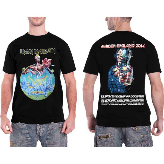 Iron Maiden Unisex T-Shirt: England 2014 Tour (Back Print) - Iron Maiden - Merchandise -  - 5056170633697 - 