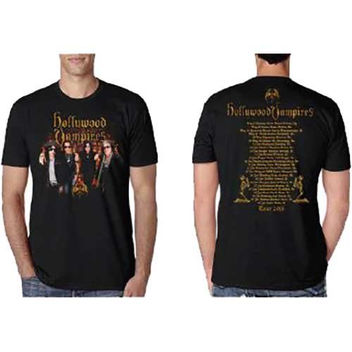 Hollywood Vampires Unisex T-Shirt: Photo Vampires 2018 Dates Back (Back Print) (Ex-Tour) - Hollywood Vampires - Merchandise -  - 5056170646697 - 