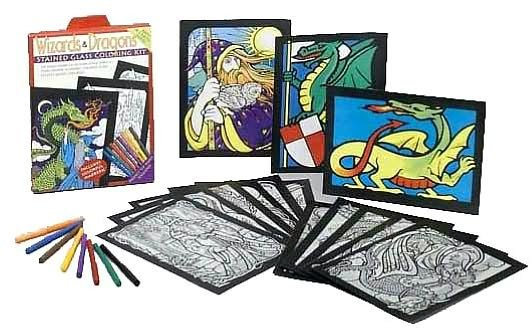 Cover for Dover · Wizards &amp; Dragons Stained Glass Coloring Kit - Arts &amp; Crafts (Dover) (Book pack) (2007)