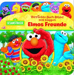 Cover for Sesamstraße - Verrückte Such-Bilder mit Klappen - Elmos Freunde - Pappbilderbuch mit 20 Klappen - Wimmelbuch für Kinder ab 18 Monaten (Book) (2023)