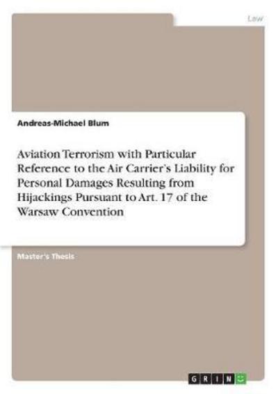 Cover for Blum · Aviation Terrorism with Particular (Book) (2017)