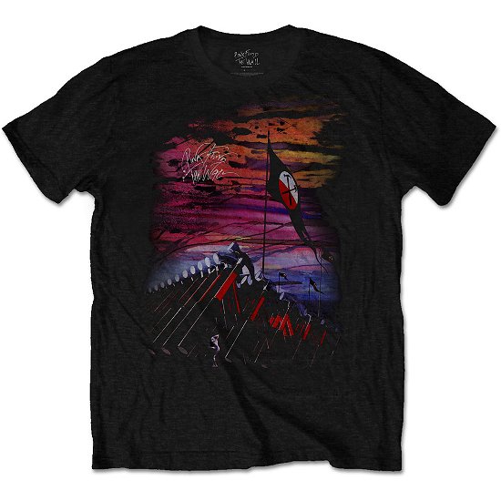 Pink Floyd Unisex T-Shirt: The Wall Flag & Hammers - Pink Floyd - Fanituote - Perryscope - 5056170607698 - 