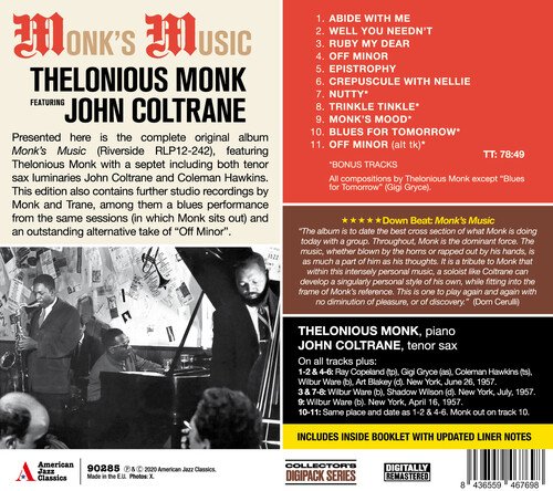 Cover for Thelonious Monk · Monk's Music (CD) [Limited edition] [Digipak] (2020)