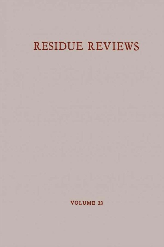Cover for Francis A. Gunther · Residue reviews / Ruckstandsberichte - Reviews of Environmental Contamination and Toxicology (Pocketbok) [Softcover reprint of the original 1st ed. 1970 edition] (2012)