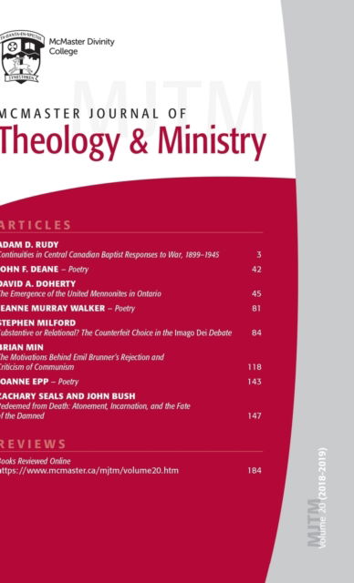 Cover for David J. Fuller · McMaster Journal of Theology and Ministry: Volume 20, 2018-2019 - McMaster Journal of Theology and Ministry (Hardcover Book) (2020)