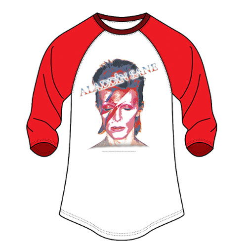 David Bowie Men's Raglan Tee: Face - David Bowie - Mercancía - Bravado - 2121210212699 - 