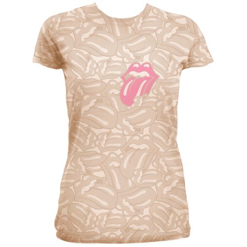 The Rolling Stones Ladies T-Shirt: Tongues All Over - The Rolling Stones - Mercancía - ROFF - 5055295355699 - 6 de julio de 2016