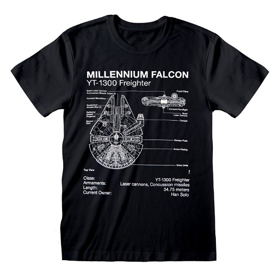 STAR WARS - T-Shirt - Millennium  Falcon Sketch (X - T-Shirt - Merchandise -  - 5055910346699 - 1. oktober 2019