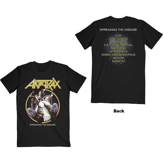 Anthrax Unisex T-Shirt: Spreading The Disease Track list (Back Print) - Anthrax - Koopwaar -  - 5056368672699 - 