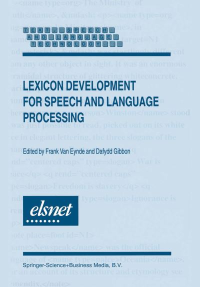 Cover for Frank Van Eynde · Lexicon Development for Speech and Language Processing (Paperback Book) (2000)
