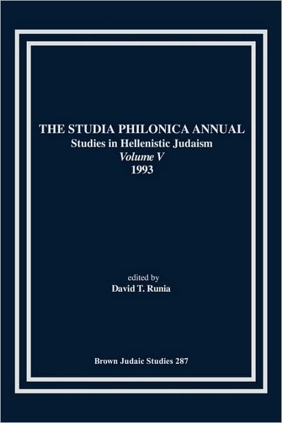 Cover for David T Runia · The Studia Philonica Annual V, 1993 (Paperback Book) (1993)