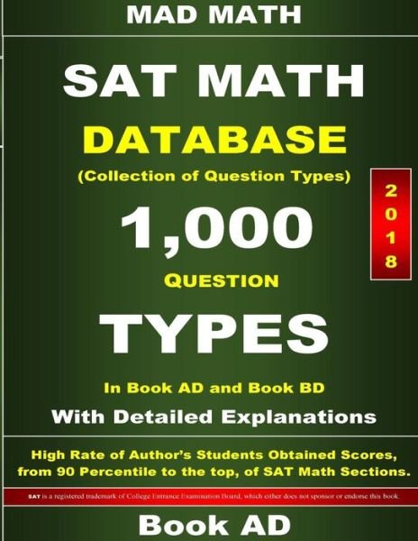 Cover for John Su · 2018 SAT Math Database Book AD (Paperback Book) (2018)