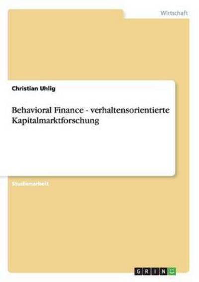 Cover for Uhlig · Behavioral Finance - verhaltensor (Buch) (2015)