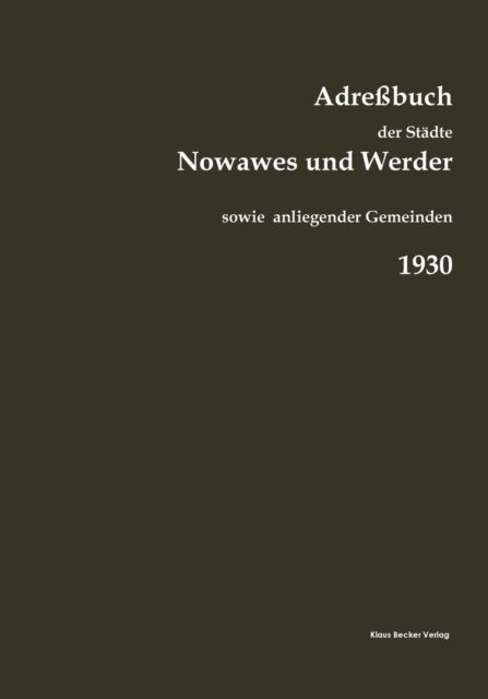 Cover for Hayn's Erben · Adressbuch der Stadte Nowawes und Werder, 1930 (Paperback Book) (2021)