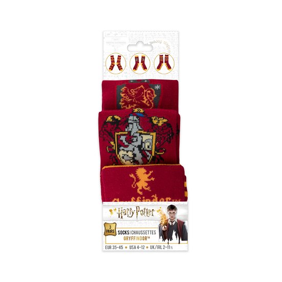 Harry Potter Socken 3er-Pack Gryffindor - Harry Potter - Merchandise - CINEREPLICAS - Fame Bros. - Limited - 4895205602700 - 25. maj 2020
