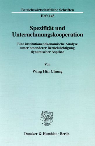 Cover for Chung · Spezifität und Unternehmungskoope (Book) (1998)