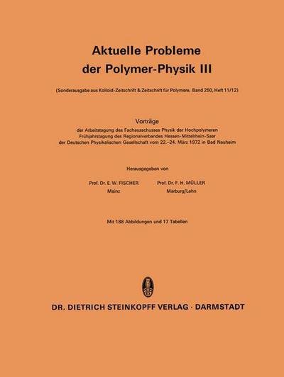 Aktuelle Probleme der Polymer-Physik - Aktuelle Probleme der Polymer-Physik - E W Fischer - Książki - Steinkopff Darmstadt - 9783798503700 - 1973