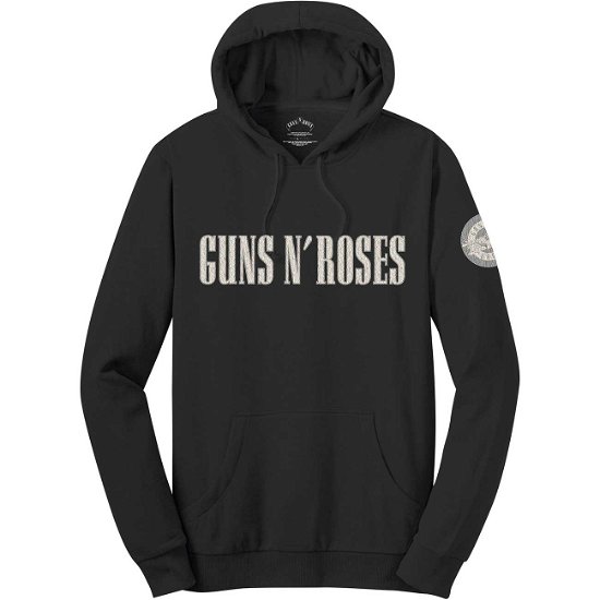 Guns N' Roses Unisex Pullover Hoodie: Logo & Bullet Circle (Applique Motifs) - Guns N' Roses - Merchandise - MERCHANDISE - 5056170666701 - December 30, 2019