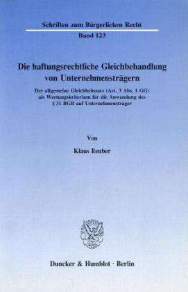 Cover for Reuber · Die haftungsrechtliche Gleichbeh (Book) (1990)