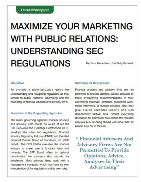 Cover for Bree Goldstein · Sec Regulations Whitepaper - Public Relations / Social Media / Marketing: Understand the Sec Regulations As It Pertains to Public Relations, Social Me (Paperback Book) (2014)