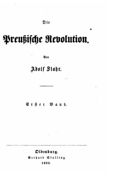 Cover for Adolf Stahr · Die preussische Revolution (Paperback Book) (2016)