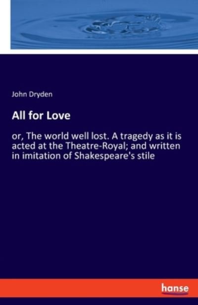 Cover for Dryden · All for Love (Bog) (2020)