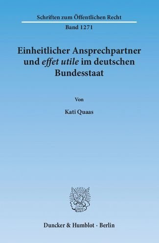 Cover for Quaas · Einheitlicher Ansprechpartner und (Bog) (2014)
