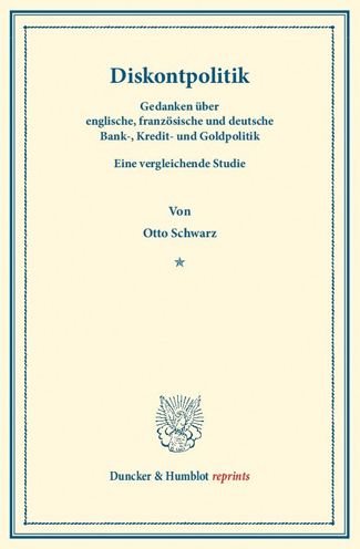 Cover for Schwarz · Diskontpolitik. (Book) (2013)