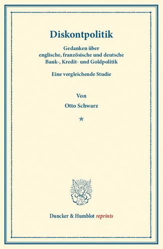 Cover for Schwarz · Diskontpolitik. (Book) (2013)