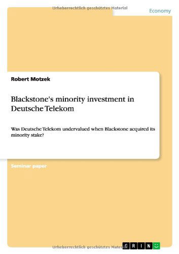 Cover for Motzek · Blackstone's minority investment (Book) (2011)