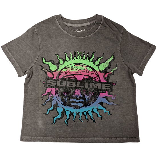 Sublime Ladies Crop Top: Gradient Sun (Grey) - Sublime - Merchandise -  - 5056821096703 - February 6, 2025