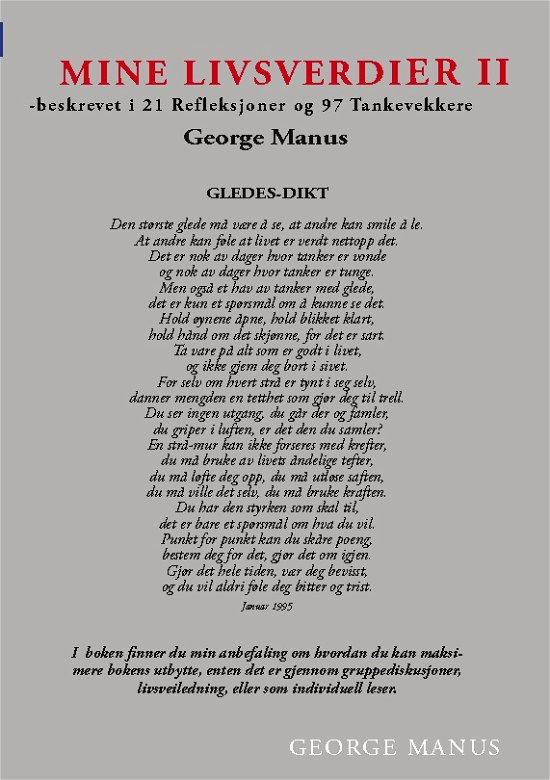 Cover for George Manus · Mine Livsverdier II (Paperback Book) [1st edition] (2024)