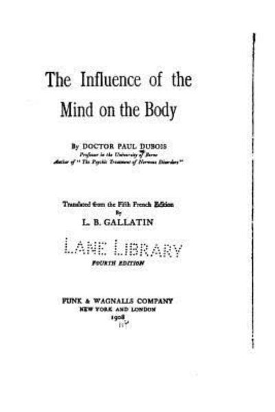 Cover for Paul Dubois · The Influence of the mind on the body (Taschenbuch) (2016)