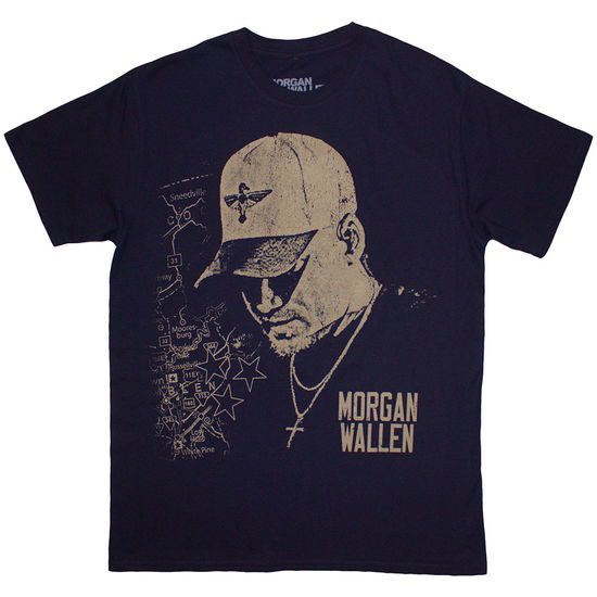 Cover for Morgan Wallen · Morgan Wallen Unisex T-Shirt: Cap (Navy Blue) (T-shirt)