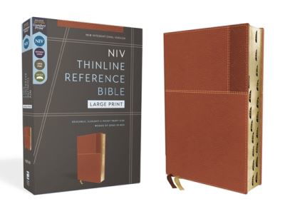 Cover for Zondervan Publishing Company · NIV, Thinline Reference Bible, Large Print, Leathersoft, Brown, Red Letter, Thumb Indexed, Comfort Print (Bok) (2023)