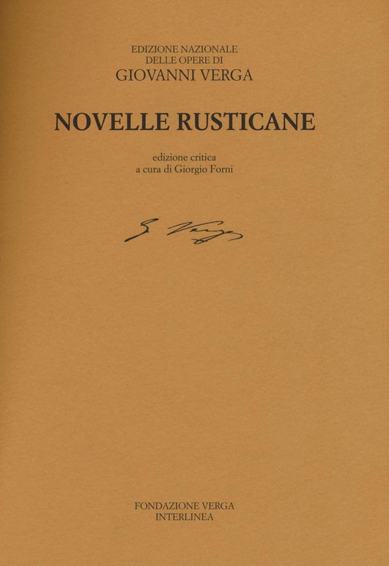 Cover for Giovanni Verga · Novelle Rusticane. Ediz. Critica (Book)