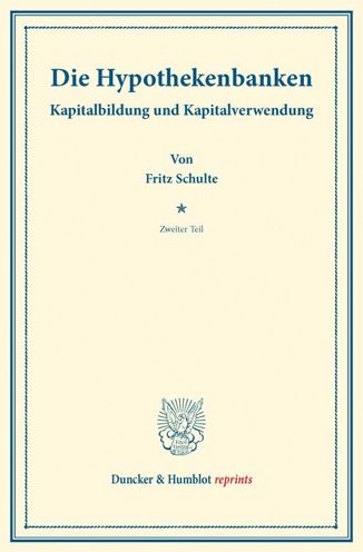 Cover for Schulte · Die Hypothekenbanken. (Book) (2015)