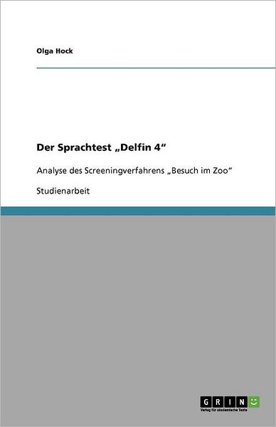 Cover for Hock · Der Sprachtest  Delfin 4 (Book) [German edition] (2013)