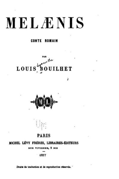 Cover for Louis Bouilhet · Melaenis, conte romain (Taschenbuch) (2016)