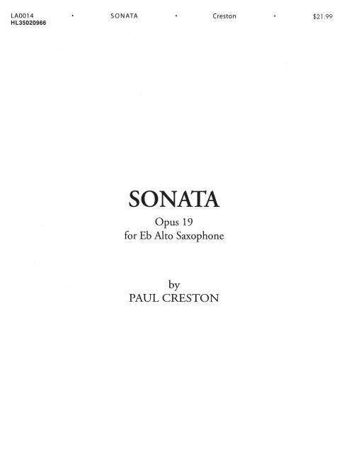 Cover for Sonata Op 19 for Eflat Alto Saxophone (N/A) (2017)