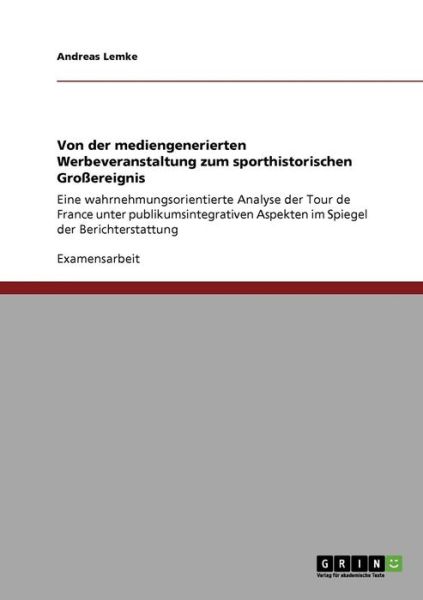 Cover for Lemke · Von der mediengenerierten Werbeve (Book) [German edition] (2008)