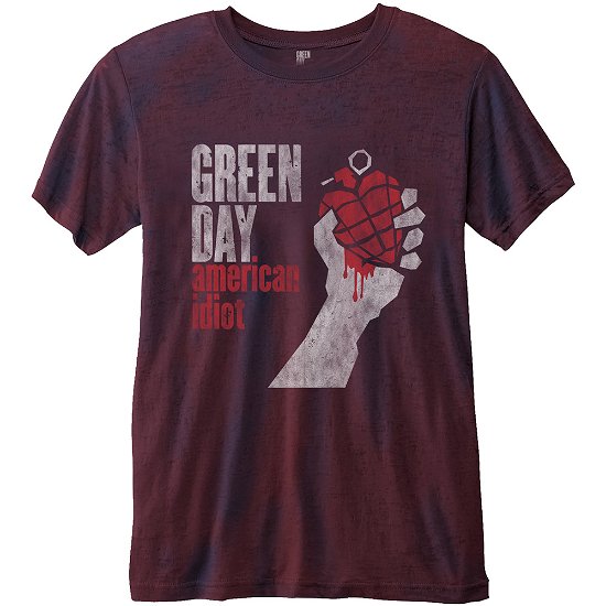 Green Day Unisex T-Shirt: American Idiot (Burnout) - Green Day - Produtos - Unlicensed - 5055979953708 - 