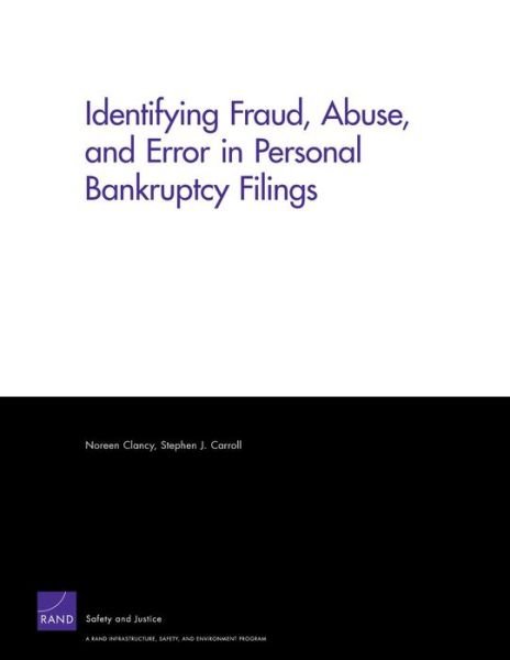 Cover for Noreen Clancy · Identifying Fraud, Abuse, and Error in Personal Bankruptcy Filings (Paperback Book) (2007)