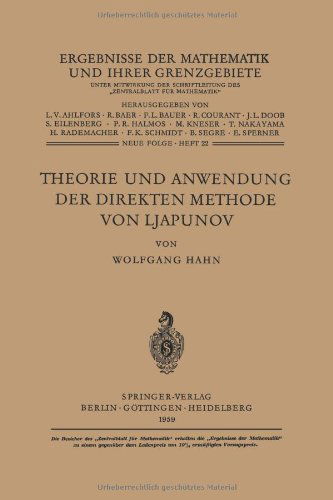 Cover for Wolfgang Hahn · Theorie Und Anwendung Der Direkten Methode Von Ljapunov - Ergebnisse Der Mathematik Und Ihrer Grenzgebiete. 2. Folge (Paperback Book) [1959 edition] (2012)