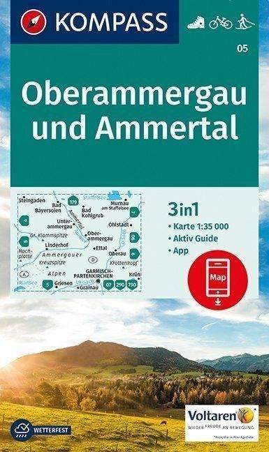 Cover for Mair-Dumont / Kompass · Oberammergau und Ammertal, Kompass Wanderkarte 05 (Bok) (2018)