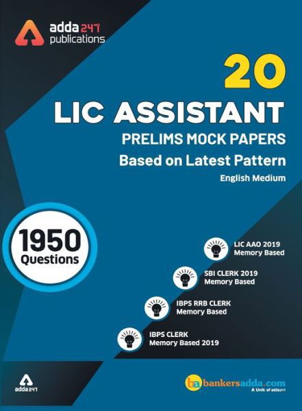 Cover for Adda247 · LIC Assistant Prelims Mock Papers Practice Book English Medium (Paperback Book) (2019)