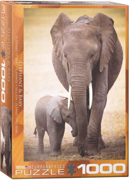 Puslespil Elephant & Baby - 1000 brikker, 48*68cm - Puslespil Elephant & Baby - Jogo de tabuleiro -  - 0628136602709 - 6 de março de 2020